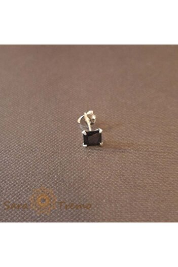 saratremo Cercei unisex din argint 925 cu cristal pătrat de zirconiu negru, 5 mm