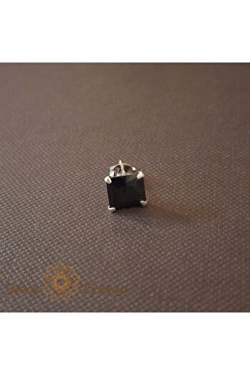 saratremo Cercei unisex din argint 925 cu cristale negre pătrate de zirconiu, 7 mm