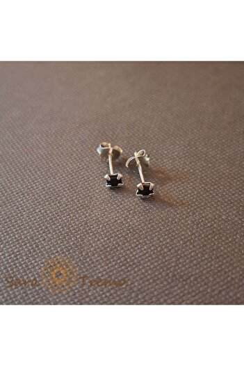 saratremo Cercei unisex din argint 925 cu cristal pătrat de zirconiu negru, 3 mm