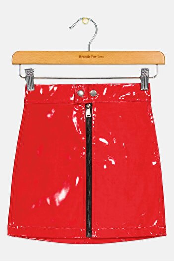 Overkids Kids Girl Solid Faux Leather Skirts, Red