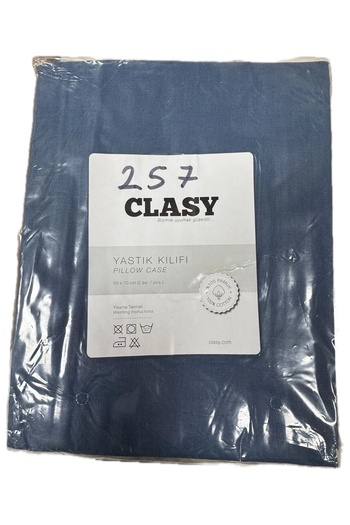 Clasy Ranforce 100% Cotton 2 Pieces Pillow Case Plain Blue