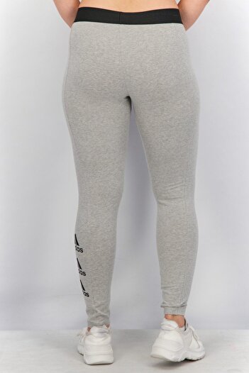 adidas Women Sport Fit Brand Logo Stacked Tight, Grey
