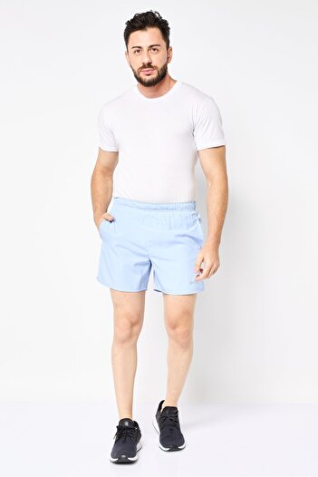 Nike Men Standard Fit Brand Logo Running Shorts, Light Blue
