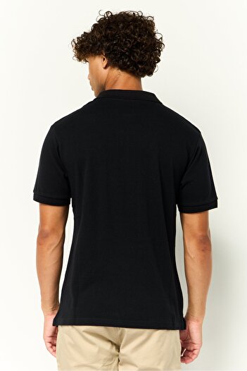 Cavalli Class Men Regular Fit Embroidered Logo Short Sleeves Polo Shirt, Black