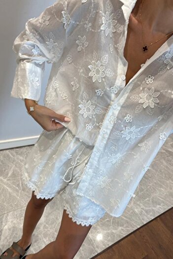 Suziş Shorts Shirt Set with Embroidery M38670