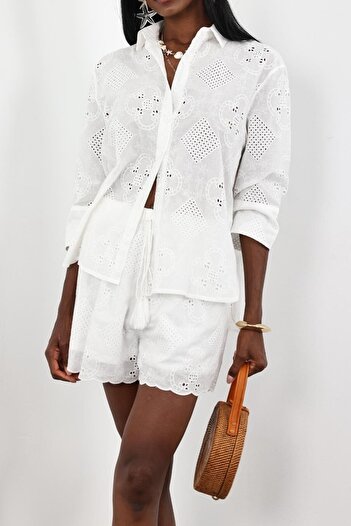 Suziş Shorts Shirt Set with Embroidery M38670