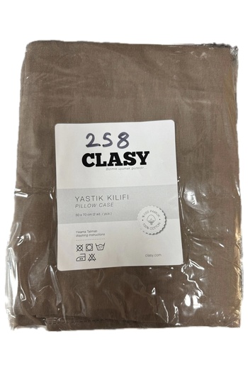 Clasy Ranforce 100% Cotton 2 Pieces Pillow Case Plain Brown