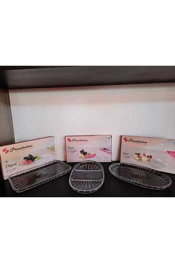 Paşabahçe Oval and Rectangular Serving Plate Set of 3 (54883+54783+54903)