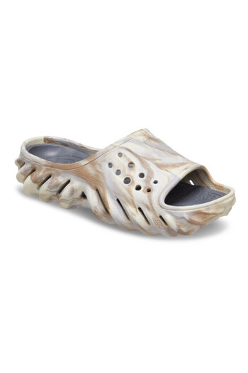 Crocs Echo Marbled Slide Kids Slippers - Bone/Multi