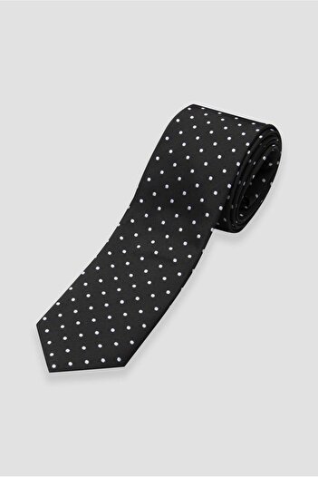 Abbate Tie 8 cm Microfiber Polyester Black Men's Polka Dot Tie
