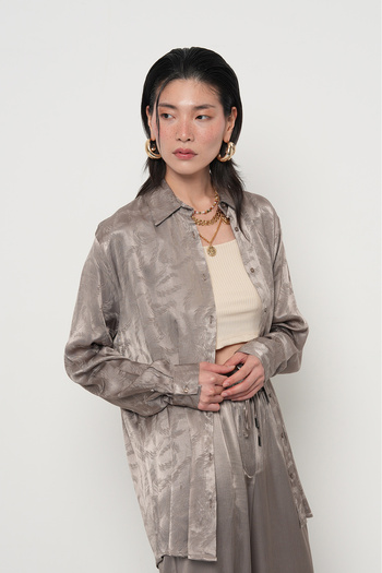 Orfeo Negro Women's Patterned Gray Color Oversize Shirt