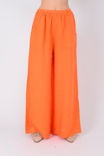 Park Moda 22-52 Pocket Detail Linen Pants with Elastic Waist