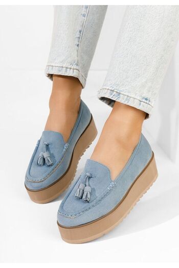 B T Shoes Mocasini cu platforma Leondra albastri