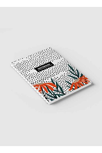 LOWHA Spiral Notebook with Front and Back Hard Covers Featuring Floral & Dots Design