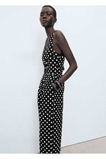 MANGO Woman Jumpsuit with Belt with Polka Dots