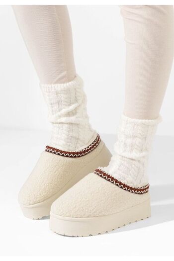 B T Shoes Delsie beige platform slippers