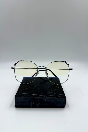 VALENZA Women's Silver-Grey Blue Light Protected Screen Glasses