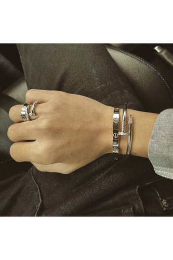 ElectraStore Set of 2 LOVE+CUI Silver Bracelets