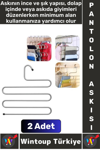 Wintoup Durable Easy to Clean Non-Slip Closet Interior Organizing Clothes Towel Tie Pants Chrome Hanger 2Pcs