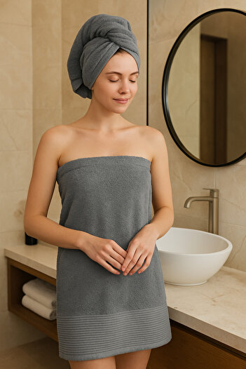 Violacasa 100% Cotton Bath Set 2 Pieces Casual Dowry Gift Esmonte