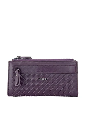 Grande Genuine Leather Women's Wallet Knitted Plum 2760