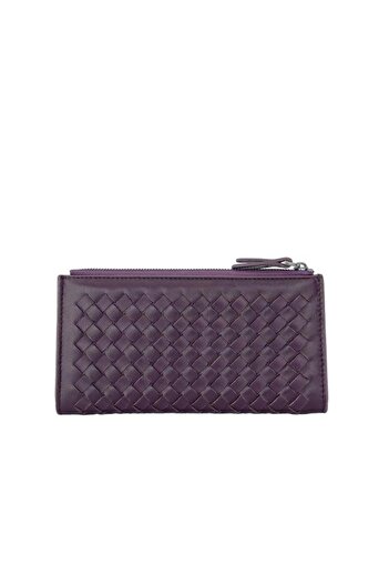 Grande Genuine Leather Women's Wallet Knitted Plum 2760