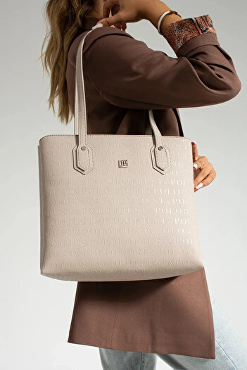 Just Polo Women's 2 Compartment Embossed Patterned Stylish Handbag Shopper P344028Pc