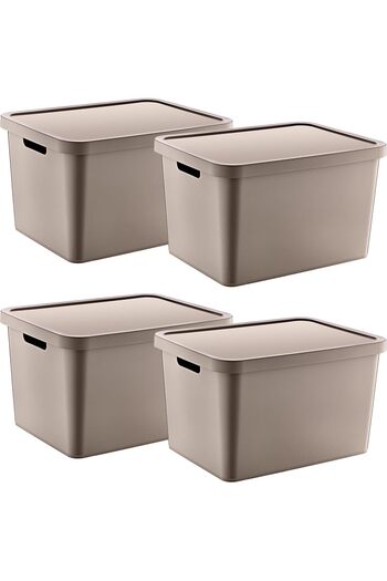 STOREMAX Sellbuyst 4'Lü Set Stafi Multi-Purpose Box with Lid Terra 18 Lt - Bej, Multi-Purpose Box with Lid