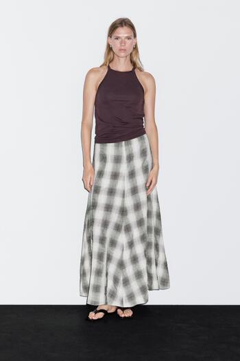 Massimo Dutti Uzun kareli A kesim etek