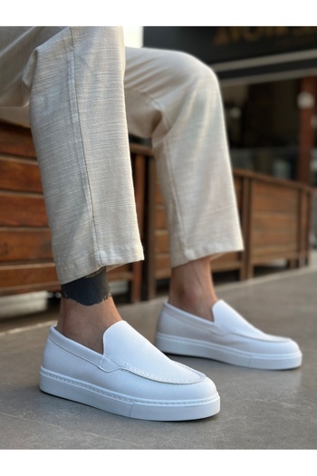 MehLey Ba0241 Laceless High Sole White Skin Men's Shoes