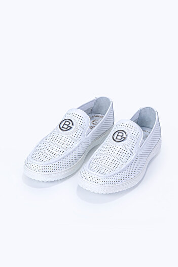 Vantaggio Axis White 100% Genuine Leather Men's Loafer Shoes
