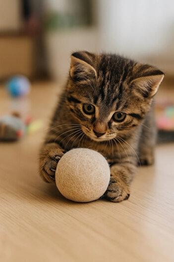 MatGo Paw Natural Silent Cat Play Ball Cat Toy Wool Ball - Supports Movement and Development