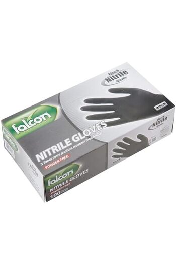 Falcon Nitrile Gloves Powder Free (Medium) black