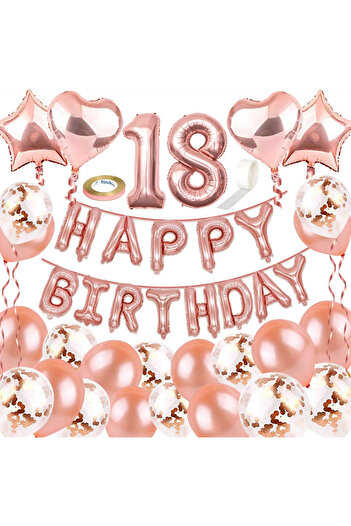 NOCHME birthday set, number 18, latex/foil, rose, 41 pieces