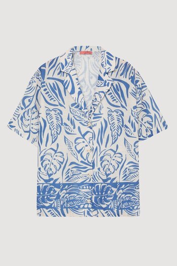 Quzu Oversize Short Sleeve Shirt Blue