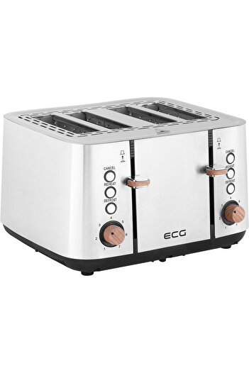 ECG ST 4767 Timber Toaster, 1850 W, 4 slices, 7 browning levels, stainless steel and wooden elements