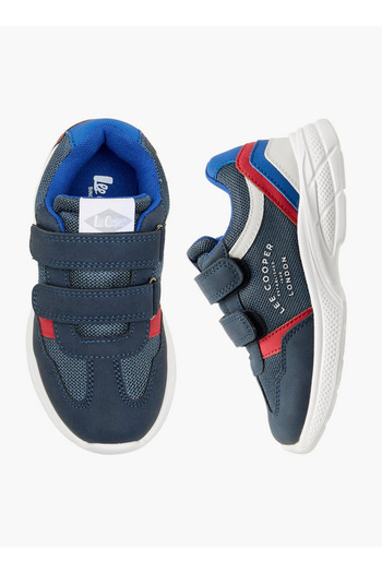Lee Cooper Boys' Panelled Sneakers with Hook and Loop Closure