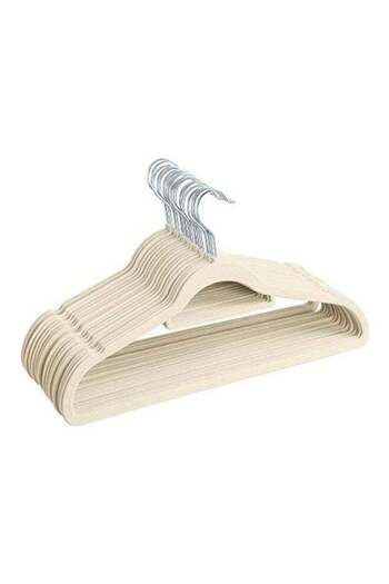 Generic 100-Piece Non Slip Velvet Hangers Beige 42x22cm