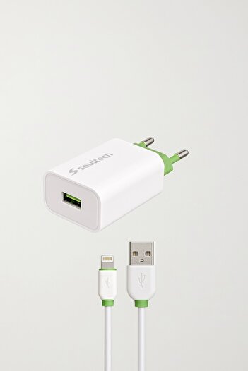 Soultech iPhone Uyumlu Şarj Aleti ve Kablo Seti | 2.1A Hızlı Şarj | USB – Lightning Girişli
