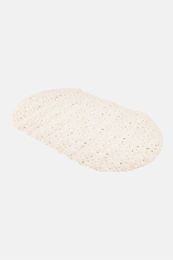 Bath Bliss Soft Oval Wheat Non-Slip Bath Mat, Ivory