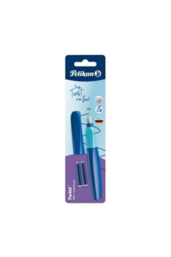Pelikan Stilou rotativ albastru intens, material plastic, peniță M, 2 rezerve albastre, blister