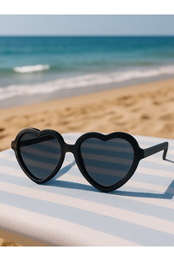 Lexi Bella Kids Black Sunglasses Heart Frame Uv 400 Protection Ce Certificated