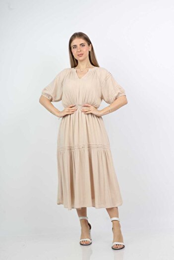 Nichii Short Sleeve Midi Dress with Waist
