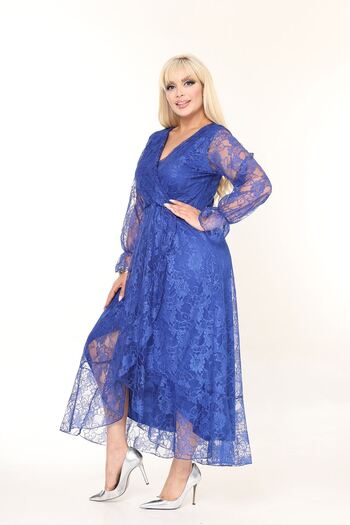 modayız Royal Blue Lace Long Evening Dress |   Stylish Choice for Special Occasions 45B-2687