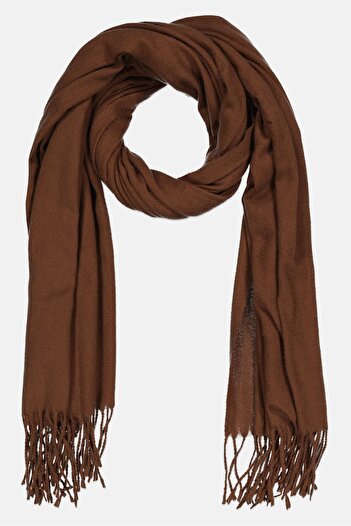 Casa Caracol Women Plain Scarfs with Fringe 190 L x 77 H cm, Brown