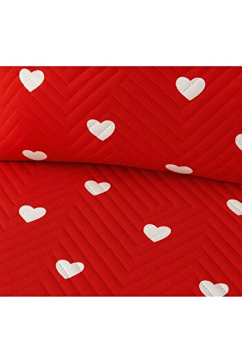 HZR Heart Red Model 3 Piece 1 Bedspread (200X240 cm) + 2 Pillowcases (50X70) cm