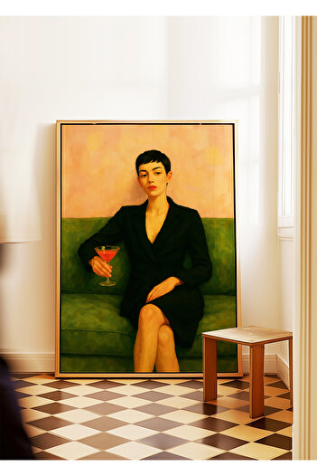 ARTHOUSECOLLECTIVE Martini Mood Poster - Martini and Woman Portrait – Unframed Poster