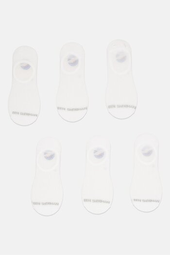 Ben Sherman Men 6 Pairs Brand Logo No Show Socks, White