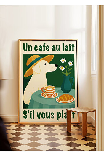ARTHOUSECOLLECTIVE Vintage Poster - Coffee and Croissant - 4 - Unframed Poster in Table Sizes