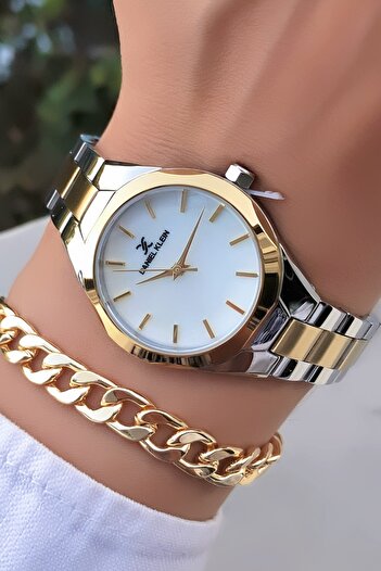 Daniel Klein Original Invoiced 2 Years Warranty Waterproof Gold Silver Two Color Women's Wristwatch with Bracelet Gift